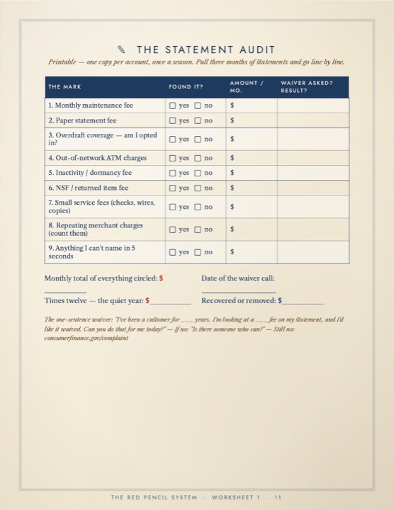 The Statement Audit printable worksheet